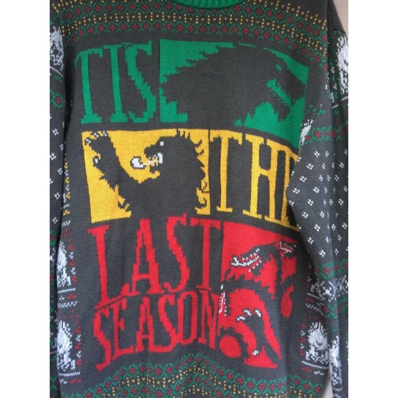 Game of Thrones Men's "Tis the Last Season" Ugly Christmas Sweater Gray Large - Picture 3 of 9